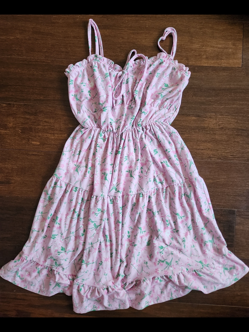 Ardene Floral Pink Babydoll Cami Ruffled Mini Dress Size Small